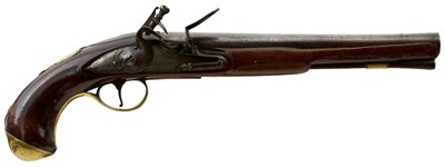 Lot 241 - AN 18-BORE FLINTLOCK HOLSTER PISTOL BY ABRAHAM ELLSTON OF DONCASTER