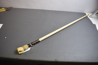 Lot 926 - A 19TH CENTURY WHALE BONE WALKING STICK