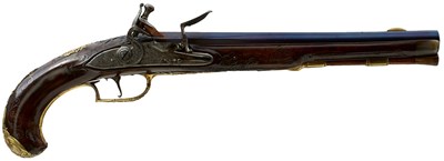 Lot 243 - A FINE 18TH CENTURY 25-BORE BOHEMIAN FLINTLOCK HOLSTER PISTOL BY PAUL BREIDENFELTER