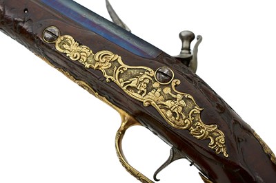 Lot 243 - A FINE 18TH CENTURY 25-BORE BOHEMIAN FLINTLOCK HOLSTER PISTOL BY PAUL BREIDENFELTER