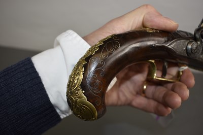 Lot 243 - A FINE 18TH CENTURY 25-BORE BOHEMIAN FLINTLOCK HOLSTER PISTOL BY PAUL BREIDENFELTER