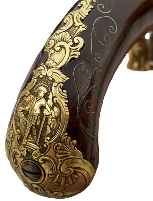 Lot 243 - A FINE 18TH CENTURY 25-BORE BOHEMIAN FLINTLOCK HOLSTER PISTOL BY PAUL BREIDENFELTER