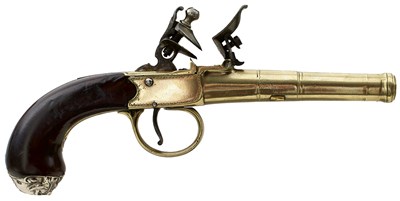 Lot 262 - A SCARCE 80-BORE FLINTLOCK BOXLOCK PAKTONG PISTOL