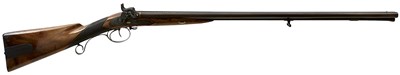 Lot 212 - A 25-BORE DOUBLE BARRELLED PERCUSSION SPORTING GUN BY TANNER OF HANNOVER