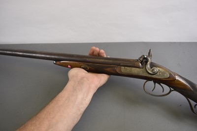 Lot 194 - A 15-BORE DOUBLE BARRELLED PERCUSSION SPORTING GUN BY WOOD & SONS