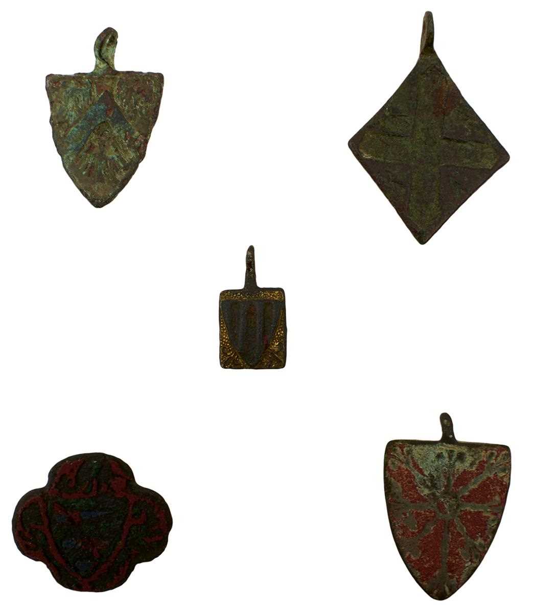 Lot 881 - FIVE VARIOUS MEDIEVAL HORSE HARNESS PENDANTS