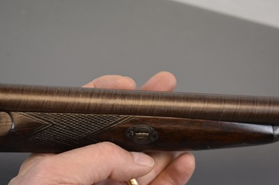 Lot 222 - A CASED 20-BORE DOUBLE BARRELLED PERCUSSION SPORTING GUN BY HUTCHINS