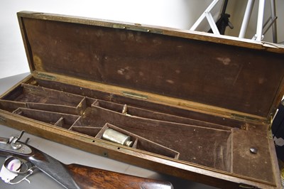 Lot 222 - A CASED 20-BORE DOUBLE BARRELLED PERCUSSION SPORTING GUN BY HUTCHINS