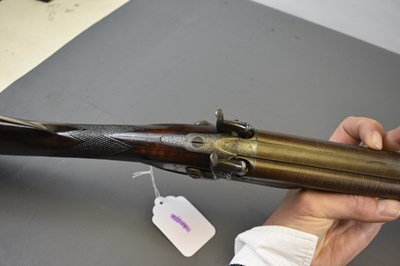 Lot 222 - A CASED 20-BORE DOUBLE BARRELLED PERCUSSION SPORTING GUN BY HUTCHINS