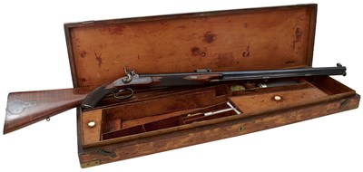 Lot 220 - A GOOD CASED .451 CALIBRE PERCUSSION MATCH OR TARGET RIFLE BY THOMAS TURNER OF BIRMINGHAM