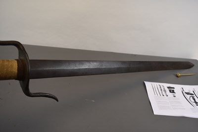 Lot 27 - AN ENORMOUS 19TH CENTURY CHINESE TWO HANDED JIAN OR SWORD
