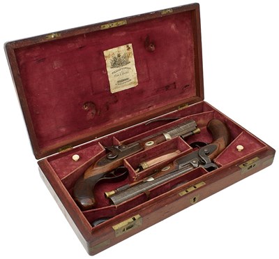 Lot 231 - A CASED PAIR OF .650 CALIBRE PERCUSSION OFFICER'S PISTOLS BY FORSYTH