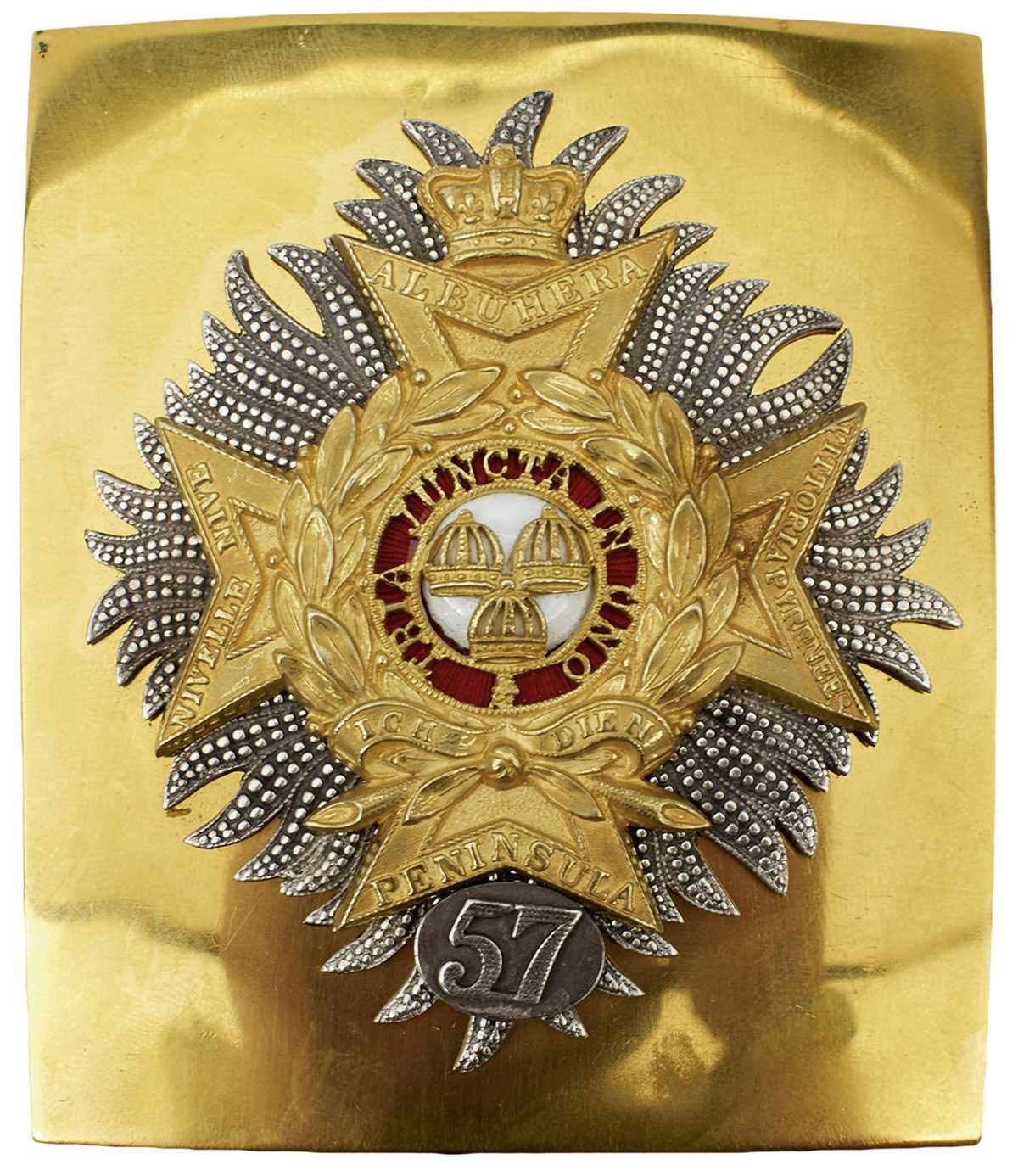 Lot 709 - A 57TH REGIMENT OF FOOT (WEST MIDDLESEX) OFFICER'S SHOULDER BELT PLATE