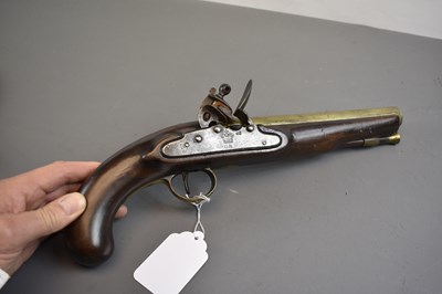 Lot 279 - A .750 CALIBRE 1796 PATTERN FLINTLOCK HEAVY DRAGOON PISTOL WITH NOCK'S ENCLOSED OR SCREWLESS LOCK