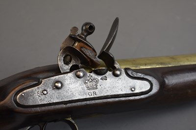 Lot 279 - A .750 CALIBRE 1796 PATTERN FLINTLOCK HEAVY DRAGOON PISTOL WITH NOCK'S ENCLOSED OR SCREWLESS LOCK