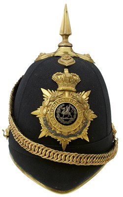 Lot 737 - A VICTORIAN OFFICER'S BLUE CLOTH HELMET TO THE SOUTH WALES BORDERERS