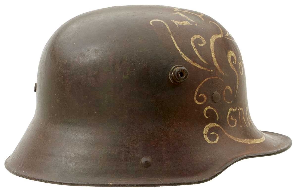 Lot 776 - AN IMPERIAL GERMAN MODEL 1916 SOUVENIR PAINTED HELMET